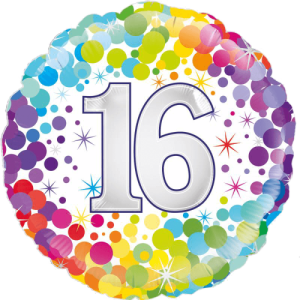 16th Colourful Confetti Birthday Balloon Small Image