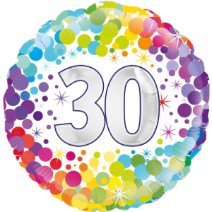 30th Colourful Confetti Birthday Balloon Small Image