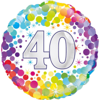 40th Colourful Confetti Birthday Balloon