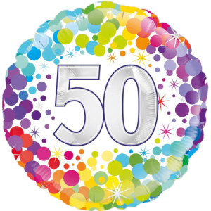 50th Colourful Confetti Birthday Balloon Small Image