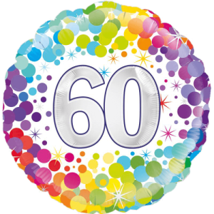 60th Colourful Confetti Birthday Balloon Small Image