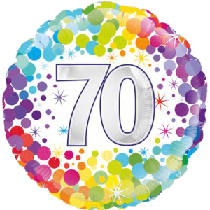 70th Colourful Confetti Birthday Balloon Small Image