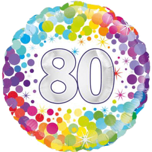 80th Colourful Confetti Birthday Balloon Small Image