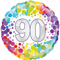 90th Colourful Confetti Birthday Balloon
