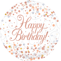 Sparkling Fizz Birthday White & Rose Gold Balloon