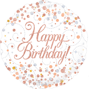 Sparkling Fizz Birthday White & Rose Gold Balloon Small Image