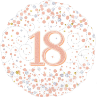 18th Sparkling Fizz Birthday White & Rose Gold Balloon