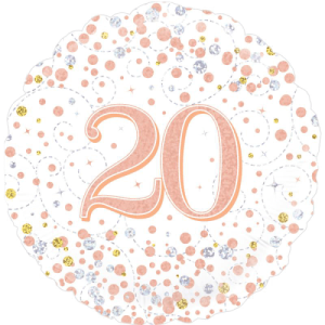 20th Sparkling Fizz Birthday White & Rose Gold  Balloon Small Image