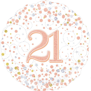 21st Sparkling Fizz Birthday White & Rose Gold Balloon Small Image