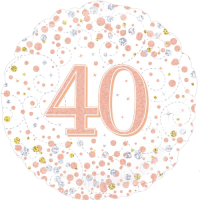 40th Sparkling Fizz Birthday White & Rose Gold Balloon