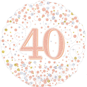40th Sparkling Fizz Birthday White & Rose Gold Balloon Small Image