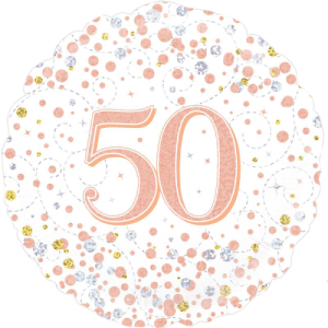 50th Sparkling Fizz Birthday White & Rose Gold Balloon Small Image