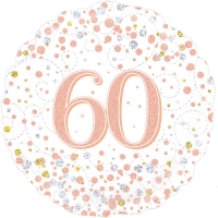 60th Sparkling Fizz Birthday White & Rose Gold Balloon