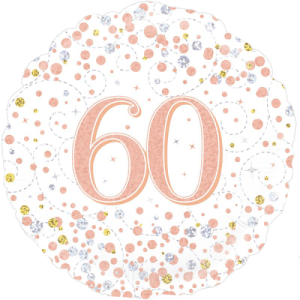 60th Sparkling Fizz Birthday White & Rose Gold Balloon Small Image