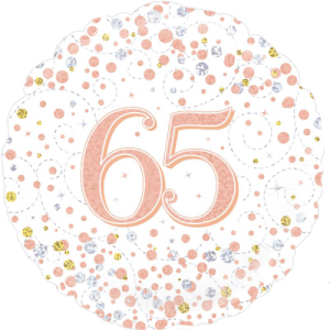 65th Sparkling Fizz Birthday White & Rose Gold Balloon Small Image