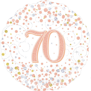 70th Sparkling Fizz Birthday White & Rose Gold Balloon Small Image
