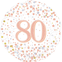80th Sparkling Fizz Birthday White & Rose Gold Balloon