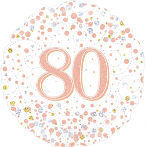 80th Sparkling Fizz Birthday White & Rose Gold Balloon Small Image