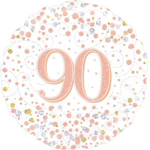 90th Sparkling Fizz Birthday White & Rose Gold Balloon Small Image