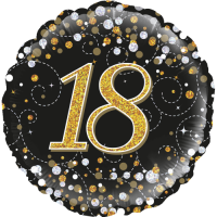 18th Sparkling Fizz Birthday Black & Gold Balloon
