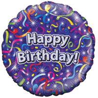 Birthday Streamers Holographic 18" Balloon