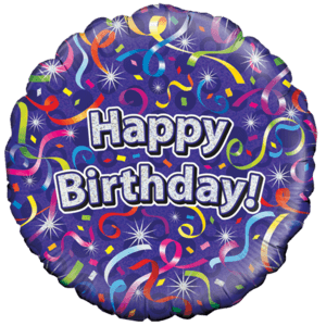 Birthday Streamers Holographic 18" Balloon Small Image