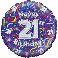 Happy 21st Birthday Streamers Balloon