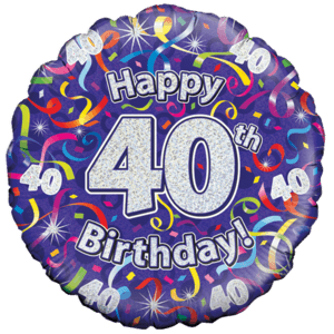 Happy 40th Birthday Streamers Balloon Small Image