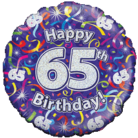 Happy 65th Birthday Streamers Balloon