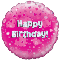 Happy Birthday Pink Vine Swirls  Balloon