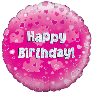 Happy Birthday Pink Vine Swirls  Balloon Small Image