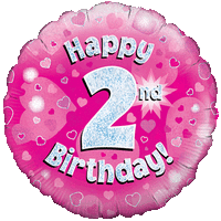 Holographic Pink Second Birthday Balloon