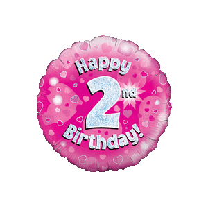 Holographic Pink Second Birthday Balloon Small Image