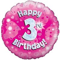 Holographic Pink Third Birthday Balloon
