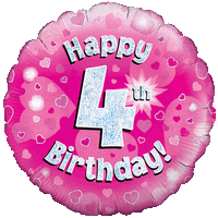 Holographic Pink Fourth Birthday Balloon