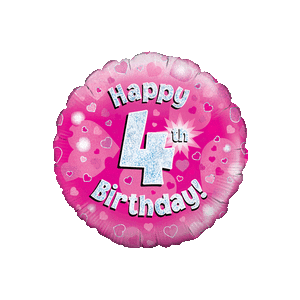 Holographic Pink Fourth Birthday Balloon Small Image