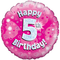 Holographic Pink Fifth Birthday Balloon