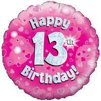 Holographic Pink Thirteenth Birthday Balloon