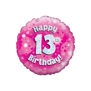 Holographic Pink Thirteenth Birthday Balloon Small Image