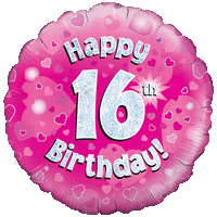 Happy 16th Pink Holographic Balloon