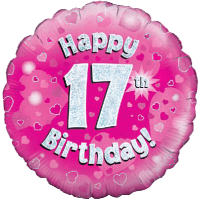 Happy 17th Pink Holographic Balloon