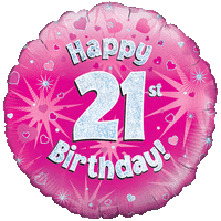 Happy 21st Pink Holographic Balloon