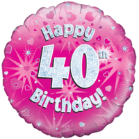 Happy 40th Birthday Girl Holographic Balloon