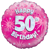 Happy 50th Pink Holographic Balloon