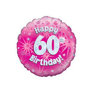 Happy 60th Pink Holographic Balloon Small Image