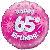 Happy 65th Pink Holographic Balloon