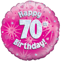 Happy 70th Pink Holographic Balloon
