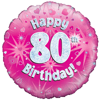 Happy 80th Pink Holographic Balloon