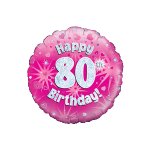 Happy 80th Pink Holographic Balloon Small Image