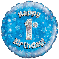 Holographic Blue First Birthday Balloon